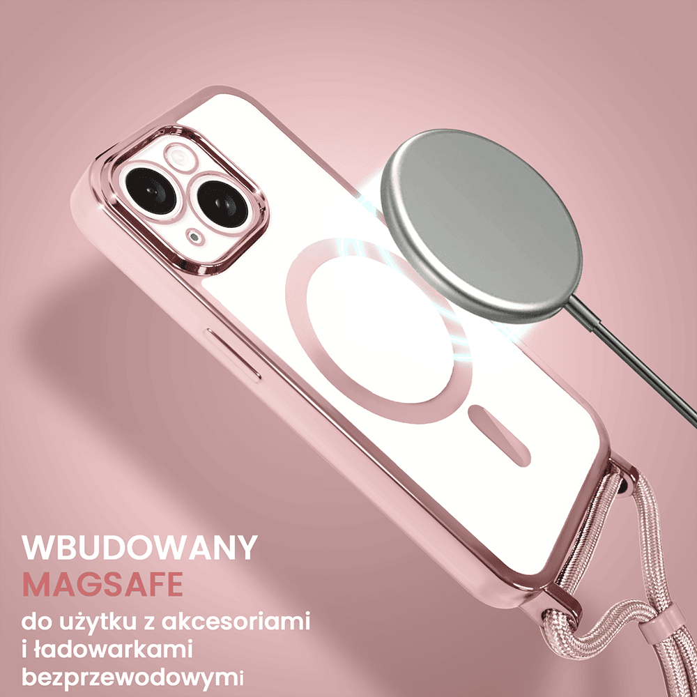 Etui do iPhone 14 Magsafe Slim Crossbody, jak torebka, różowe (OUTLET)