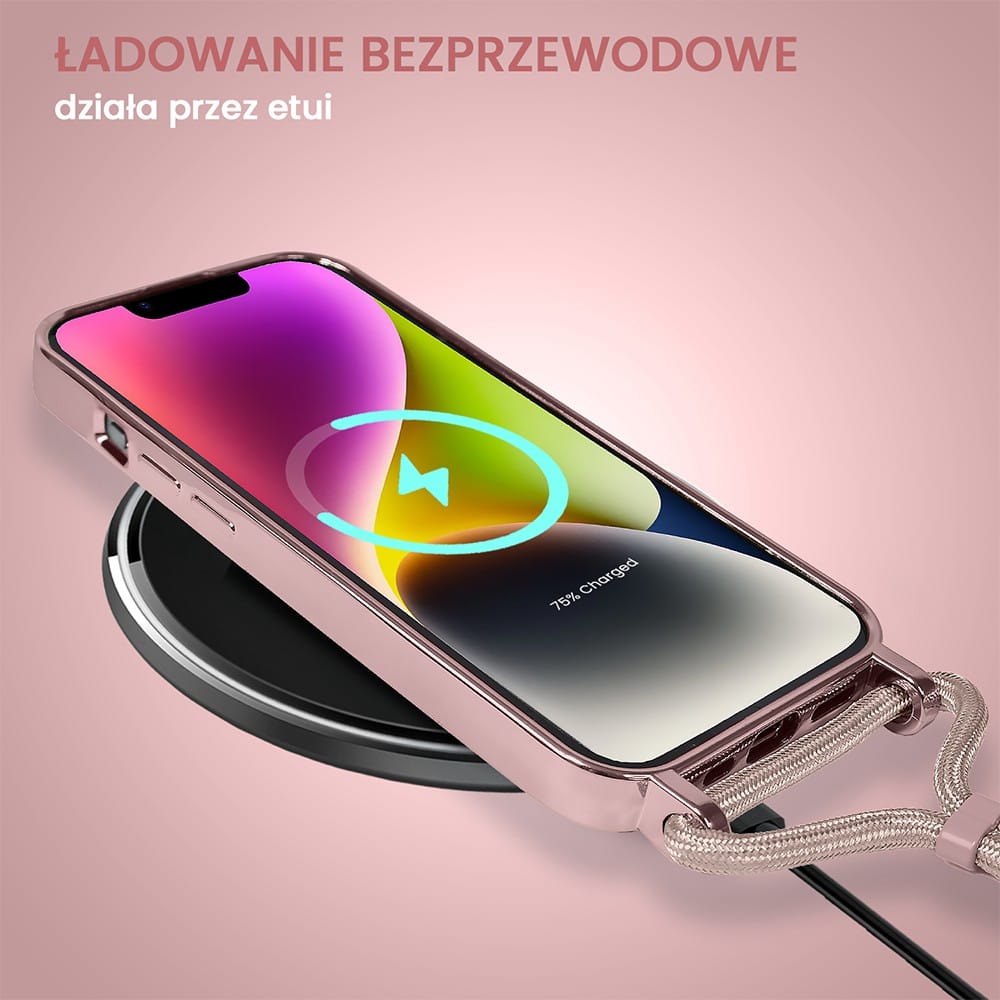 Etui do iPhone 14 Magsafe Slim Crossbody, jak torebka, różowe (OUTLET)