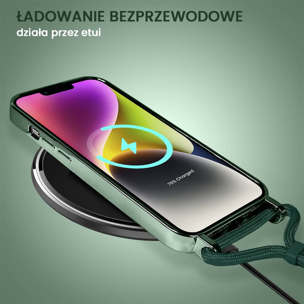 Etui do iPhone 14 Plus Magsafe Slim Crossbody, jak torebka, zielone