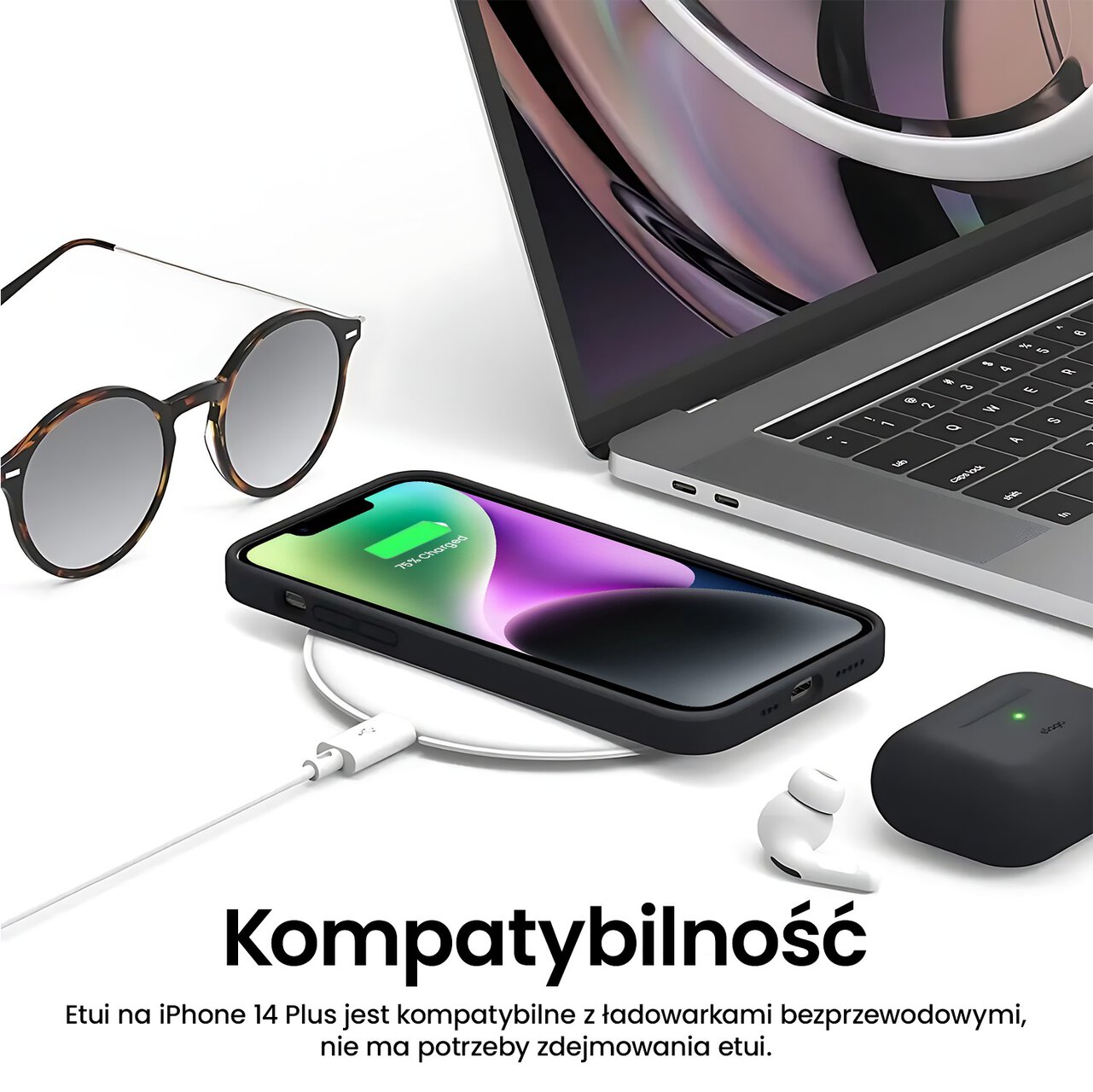 Etui do iPhone 14 Plus Soft Lux matowe z mikrofibrą, trójwarstwowa ochrona, czarne