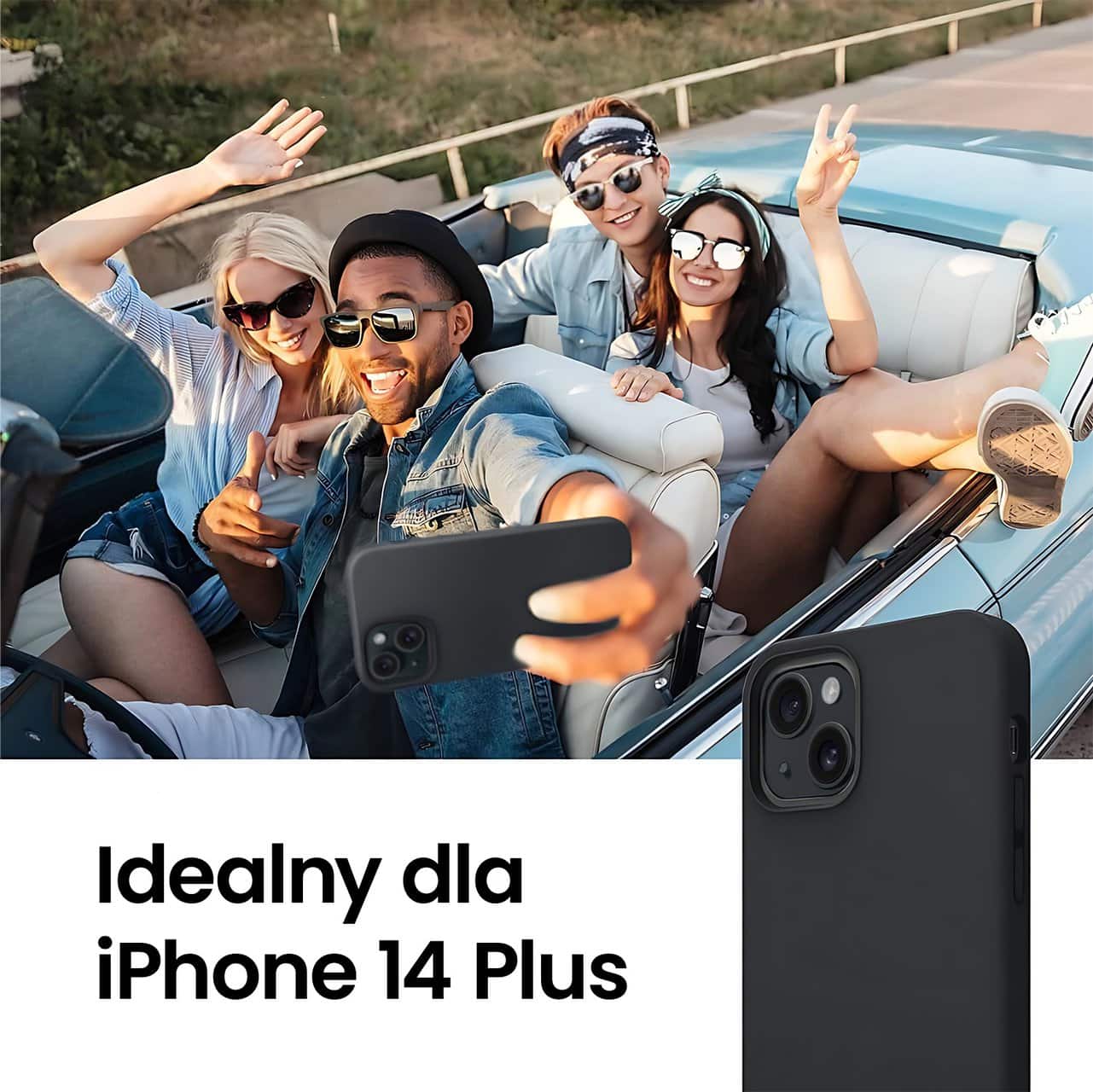 Etui do iPhone 14 Plus Soft Lux matowe z mikrofibrą, trójwarstwowa ochrona, czarne