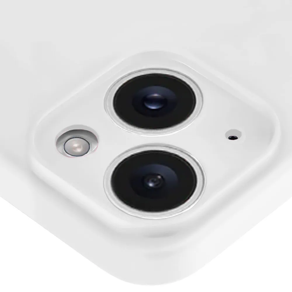 Etui do iPhone 14 silikonowe z mikrofibrą soft touch z osłoną na aparat, białe alabastrowe