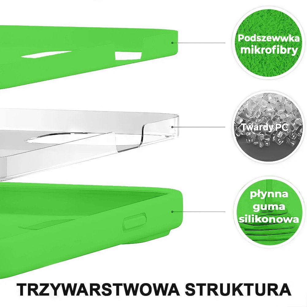 Etui do iPhone 14 Plus silikonowe z mikrofibrą soft touch z osłoną na aparat, wiosenna zieleń