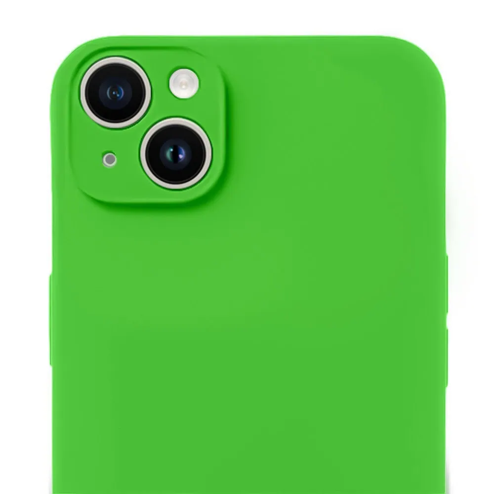 Etui do iPhone 14 Plus silikonowe z mikrofibrą soft touch z osłoną na aparat, wiosenna zieleń