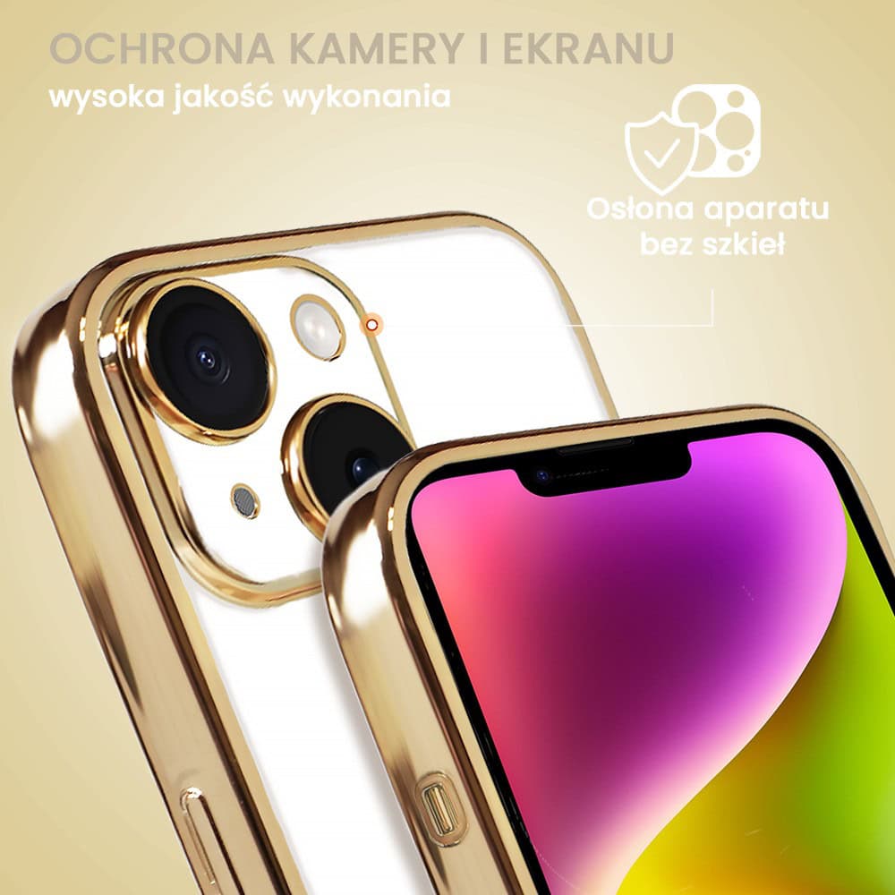 Etui do iPhone 14 Plus slim golden z osłoną kamery, złote
