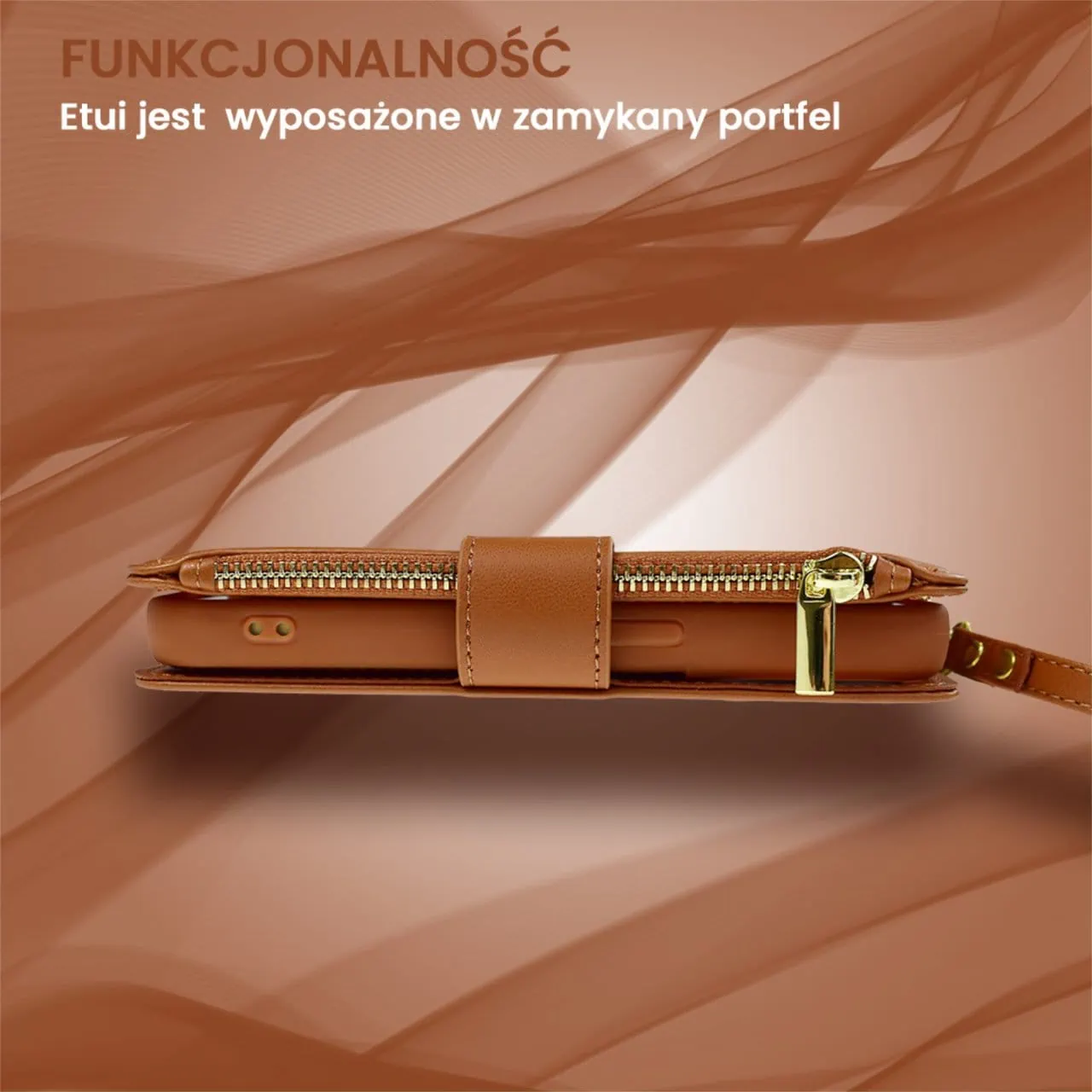 Etui do iPhone 14 Pro Max 2w1 Magsafe Double Wallet, zestaw etui oraz kabura ze smyczą, brązowe