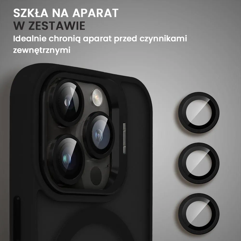 Etui do iPhone 14 Pro Max Arctic Stand, półprzeźroczyste, z osłoną aparatu i podstawką, czarne