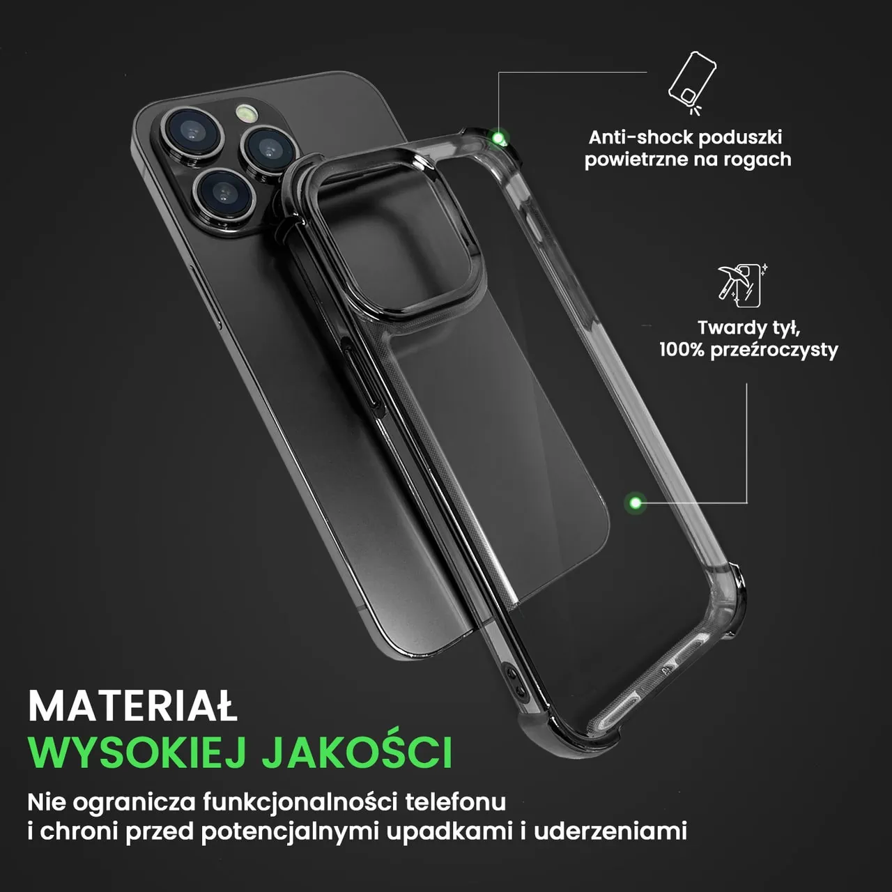 Etui do iPhone 14 Pro Max Hybrid Elegance Anti-Shock z poduszkami, czarne