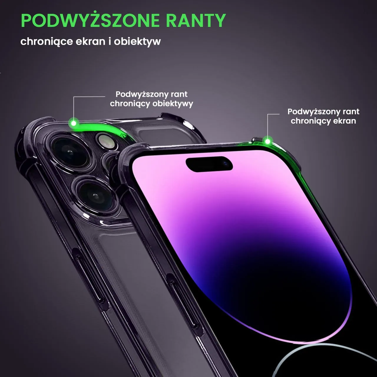 Etui do iPhone 14 Pro Hybrid Elegance Anti-Shock z osłoną na aparat i poduszkami, głęboka purpura (OUTLET)