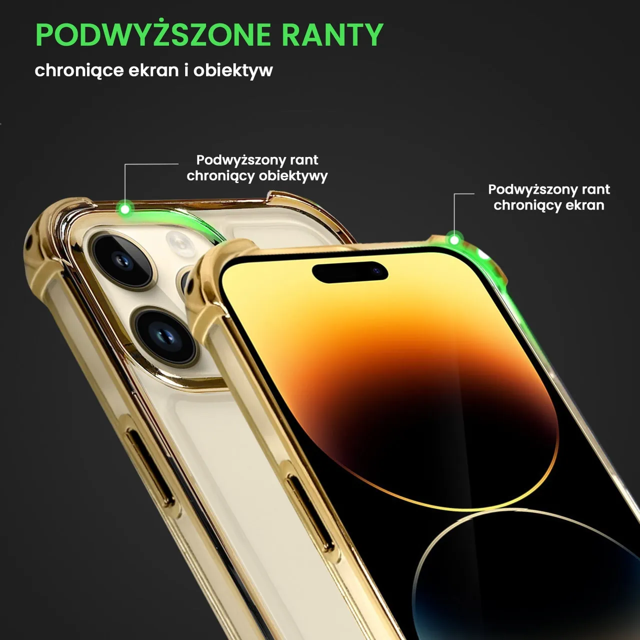 Etui do iPhone 14 Pro Max Hybrid Elegance Anti-Shock z poduszkami, złote (OUTLET)