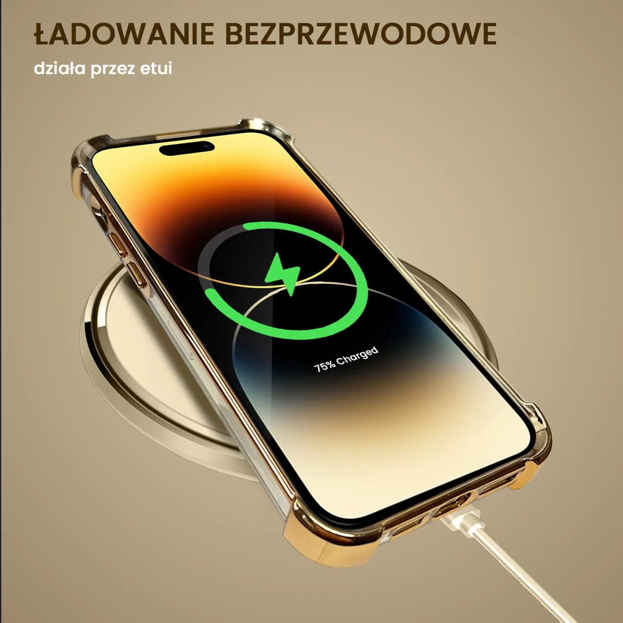 Etui do iPhone 14 Pro Hybrid Elegance Anti-Shock z osłoną na aparat i poduszkami, złote (OUTLET)