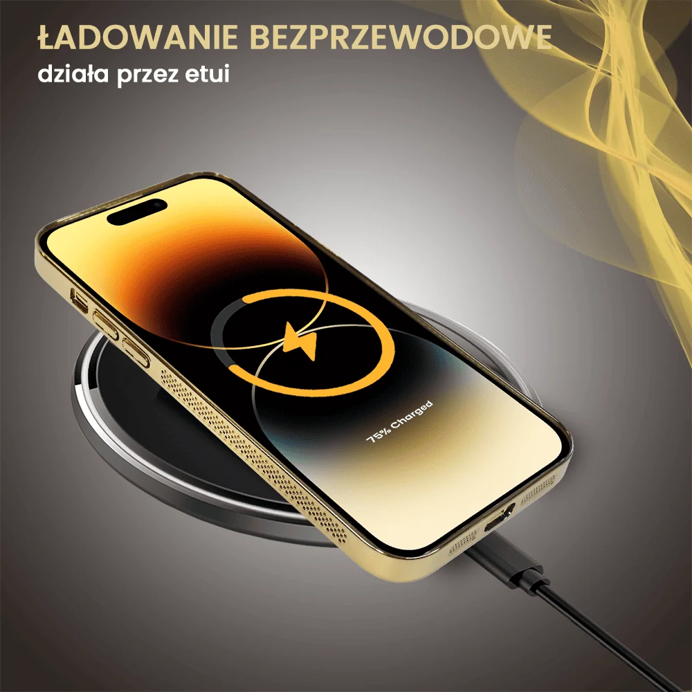 Etui do iPhone 14 Pro z Magsafe, cienkie, twarde, oddychające, z osłoną aparatu, złote