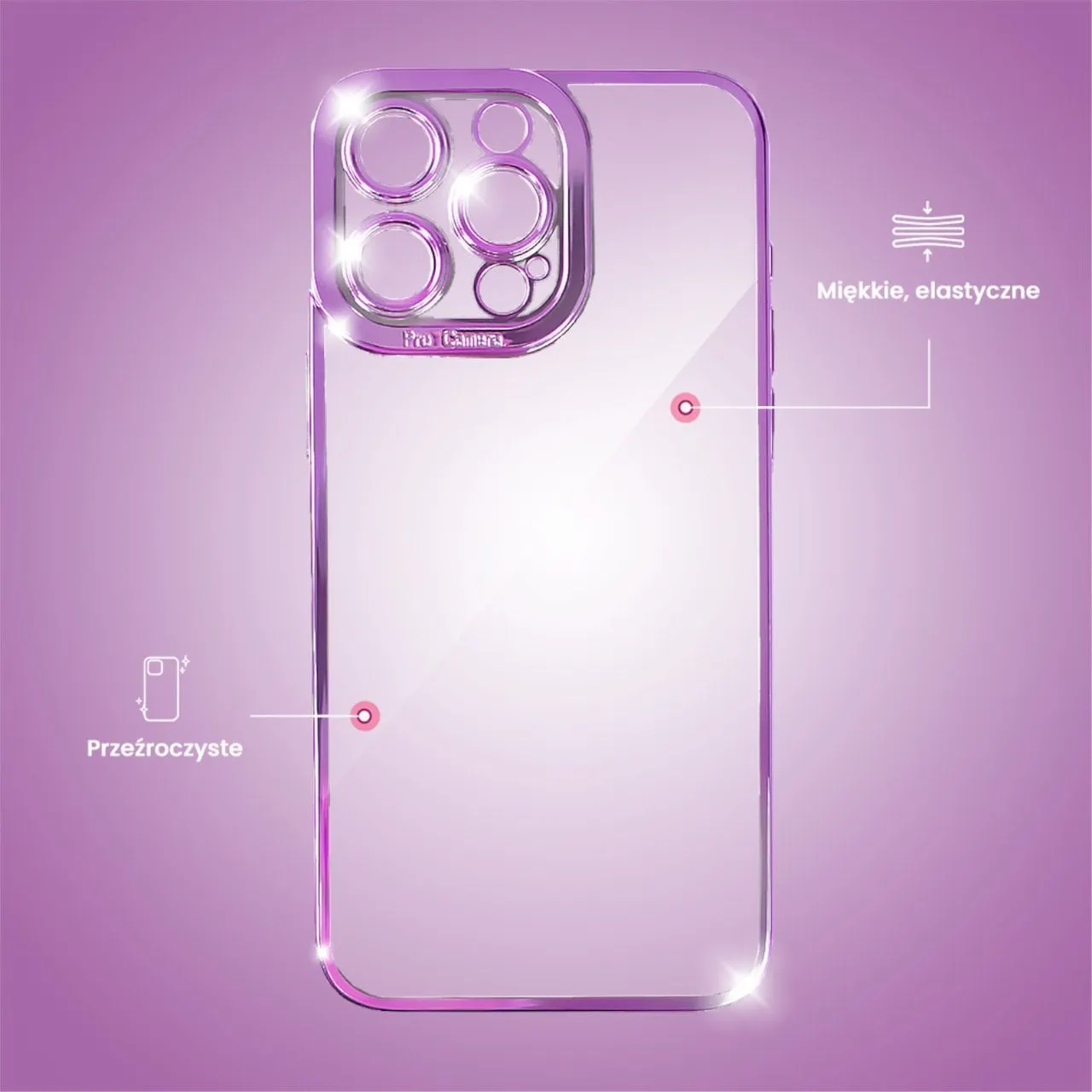 Etui do iPhone 14 Pro Max Camera High PRO z osłoną kamery, fioletowe