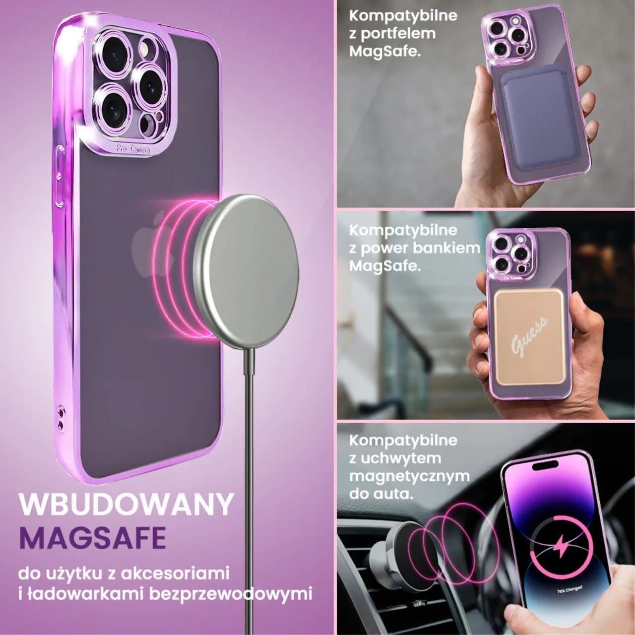 Etui do iPhone 14 Pro Max Camera High PRO z osłoną kamery, fioletowe