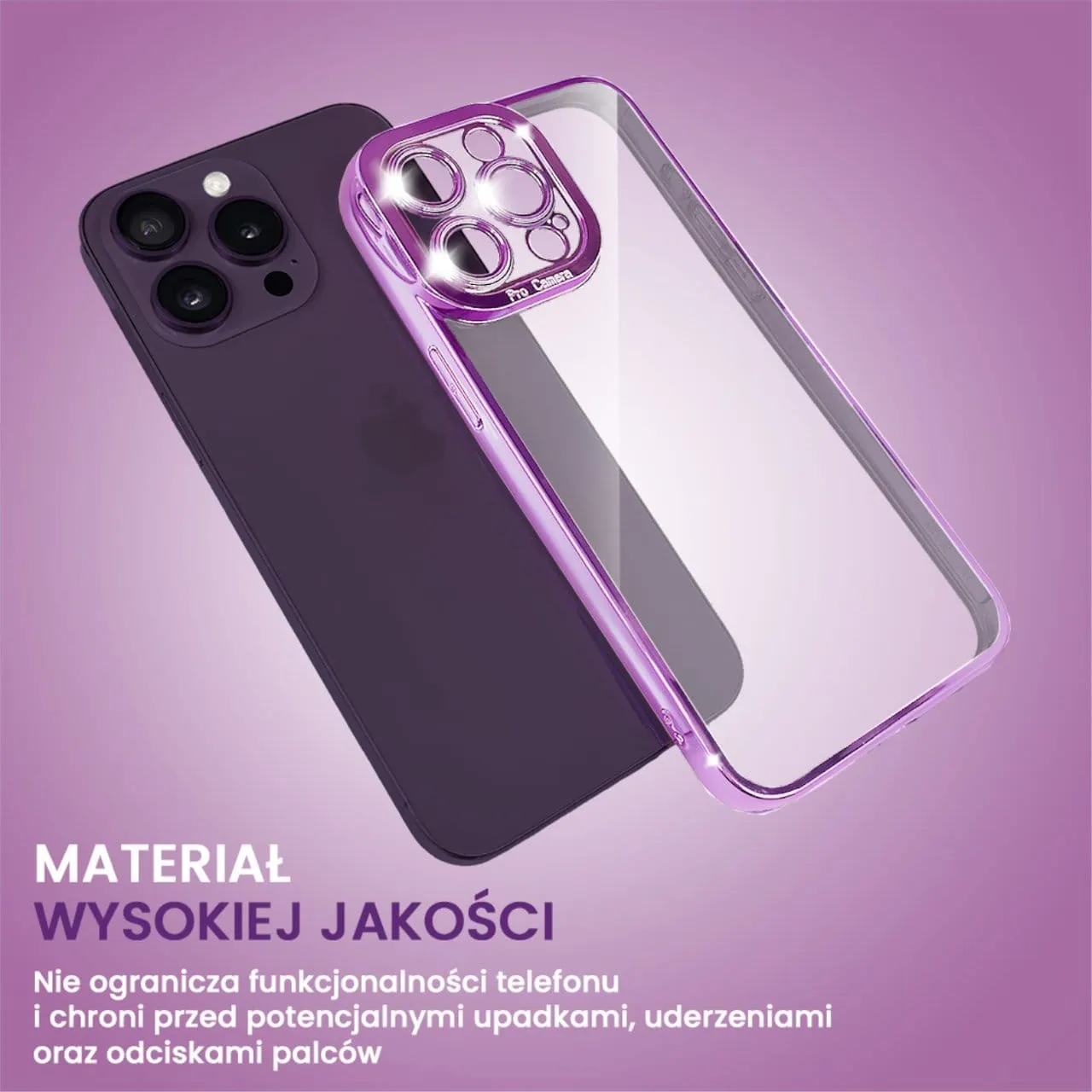 Etui do iPhone 14 Pro Max Camera High PRO z osłoną kamery, fioletowe