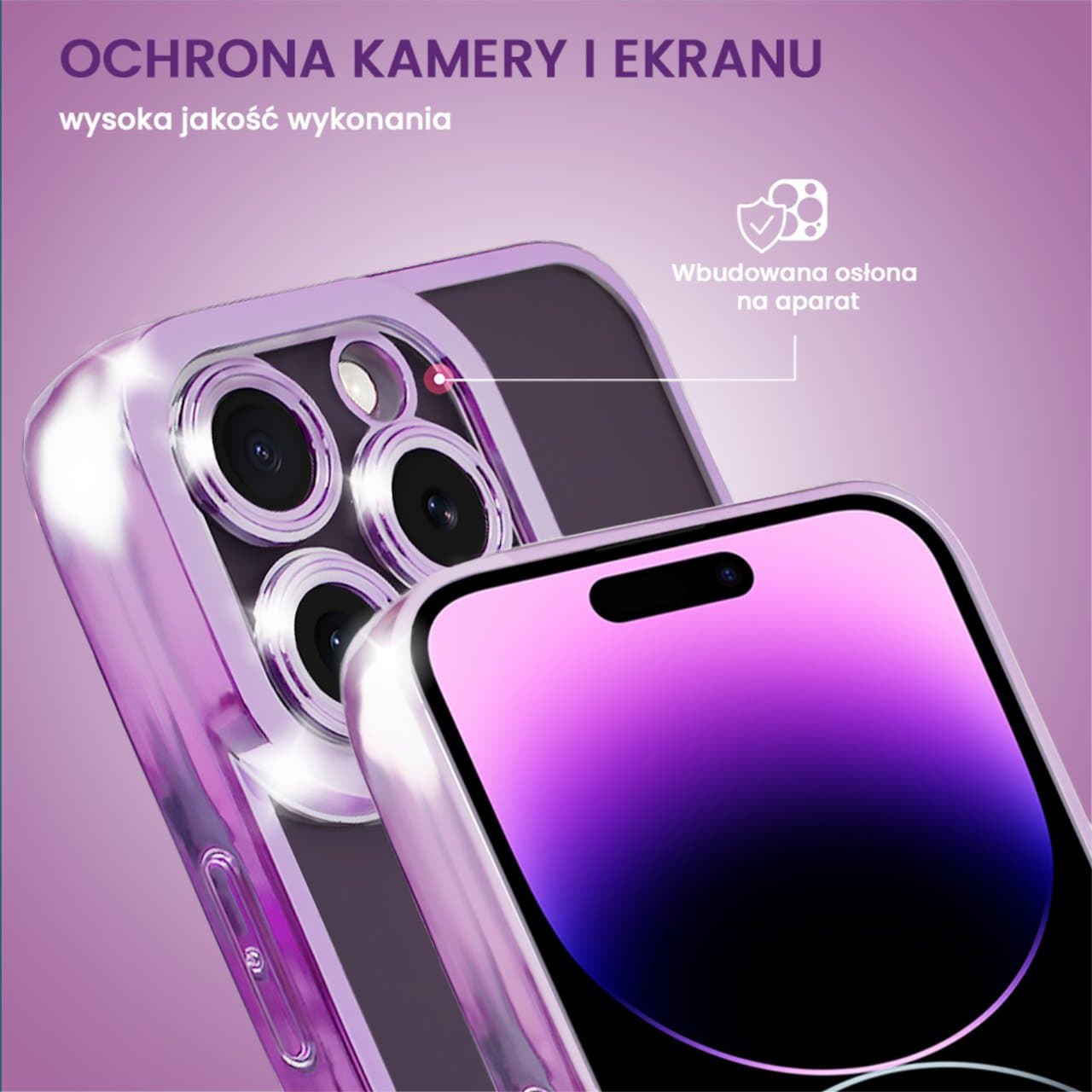 Etui do iPhone 14 Pro Max Camera High PRO z osłoną kamery, fioletowe