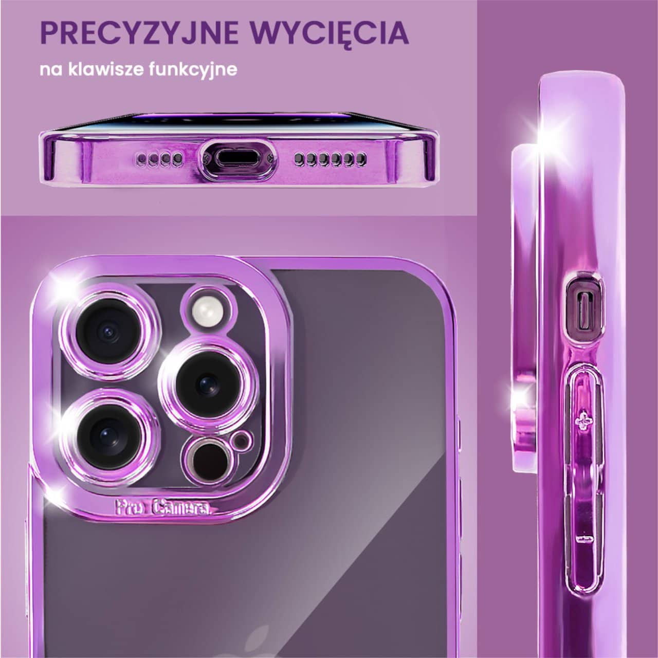 Etui do iPhone 14 Pro Max Camera High PRO z osłoną kamery, fioletowe