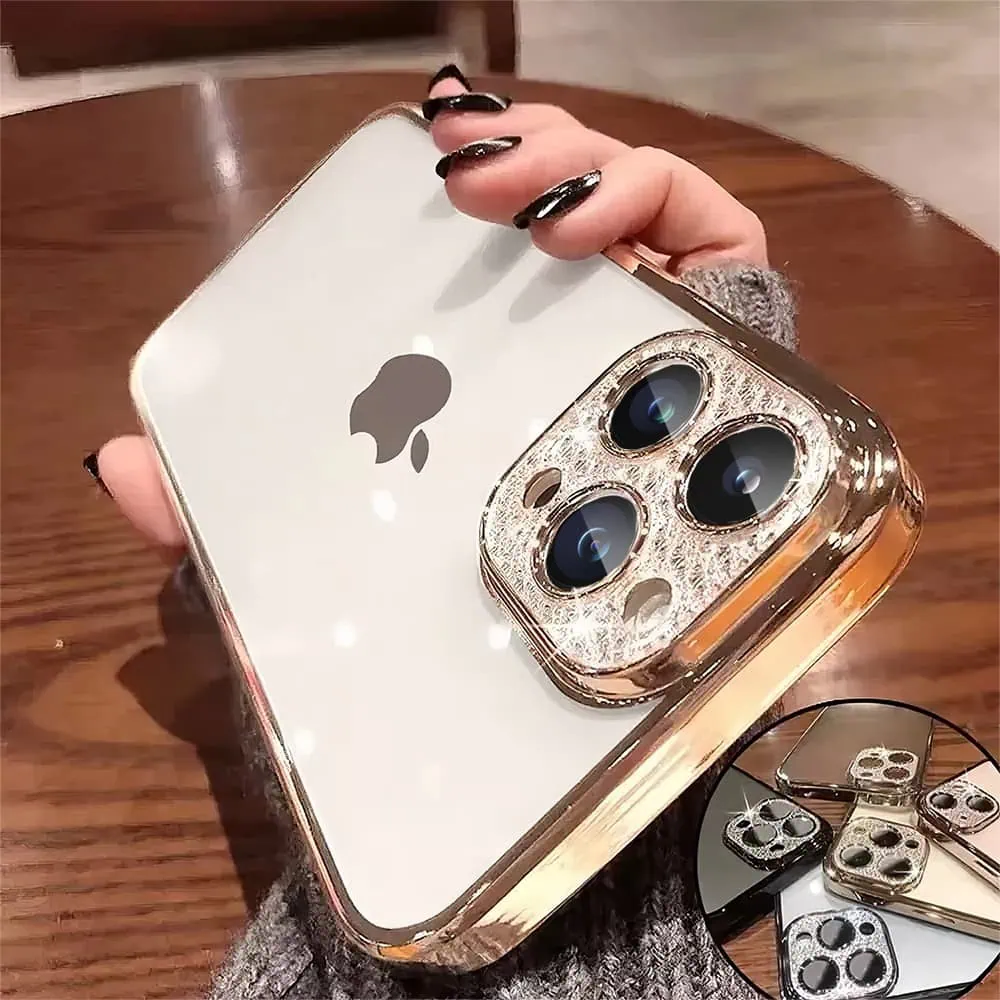 Etui do iPhone 14 Pro Diamond Crown, diamentowa osłona kamery, półmatowe, złote