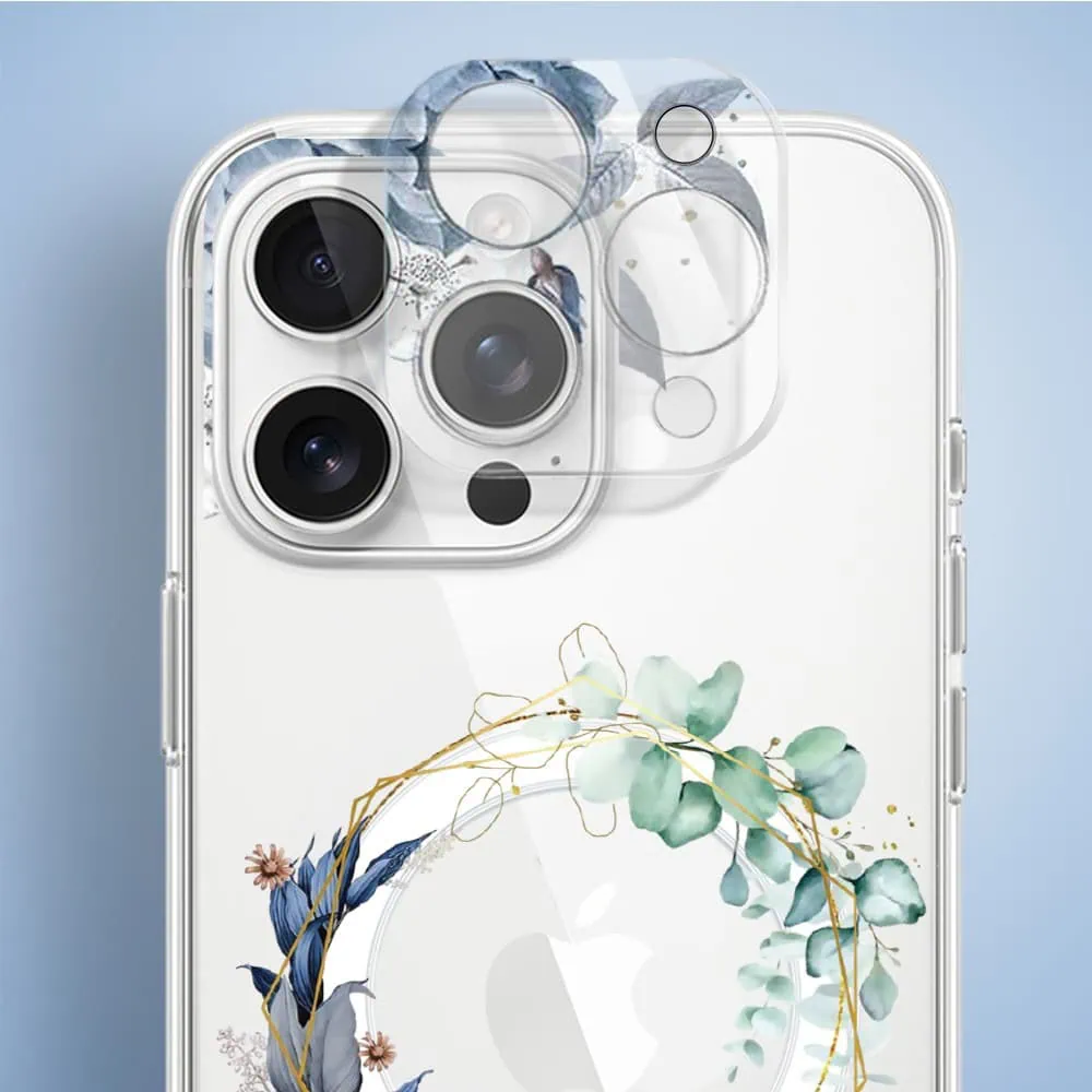 Etui do iPhone 14 Pro, Flower MagSafe, niebieskie kwiaty, przeźroczyste