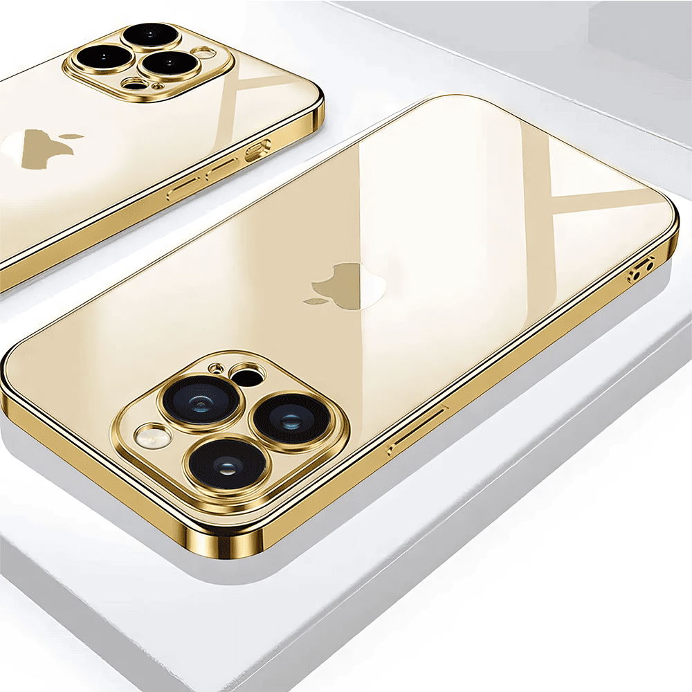 Etui do iPhone 14 Pro Gold Edition eleganckie, luksusowe, przeźroczyste Sulada oryginal, złote