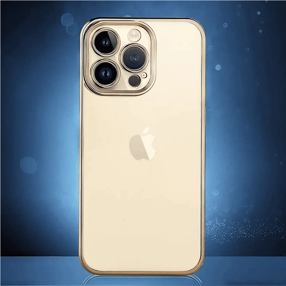 Etui do iPhone 14 Pro Gold Edition eleganckie, luksusowe, przeźroczyste Sulada oryginal, złote