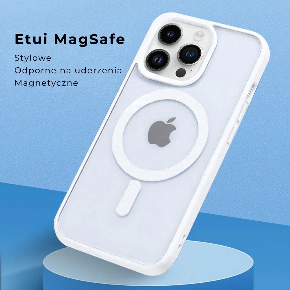 Etui do iPhone 14 Pro Max Hard Back twardy tył z MagSafe, biała ramka