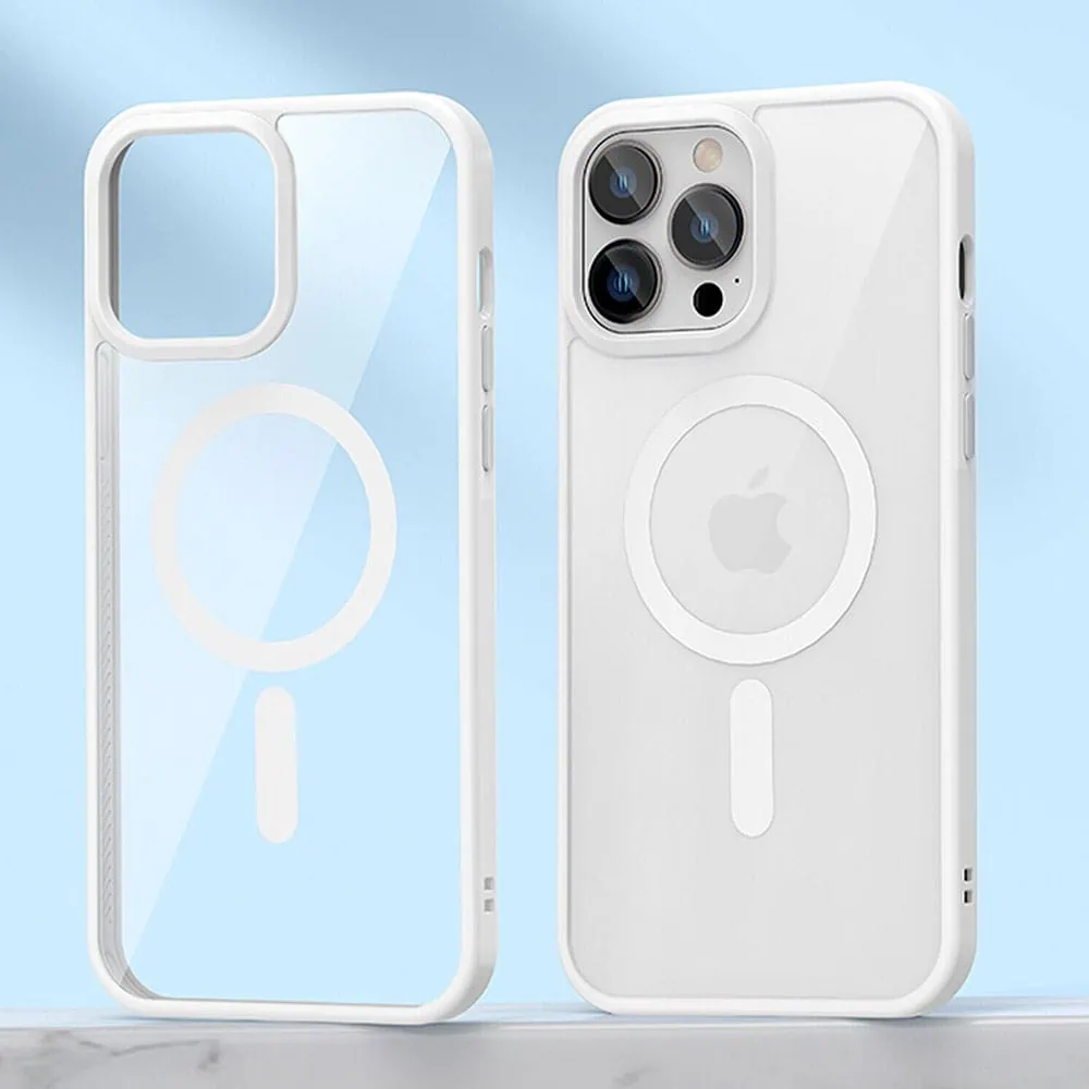 Etui do iPhone 14 Pro Max Hard Back twardy tył z MagSafe, biała ramka