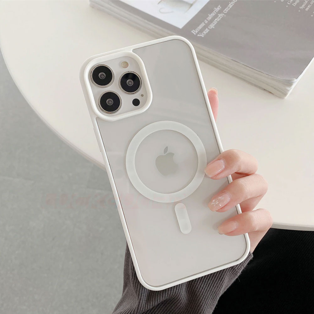 Etui do iPhone 14 Pro Max Hard Back twardy tył z MagSafe, biała ramka