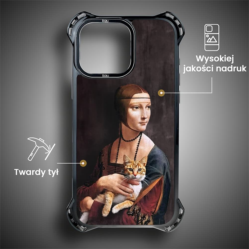 Etui do iPhone 14 Pro Max, Ibizu DropGuard Ultra z MagSafe, Leonardo Da Vinci, dama z kotem