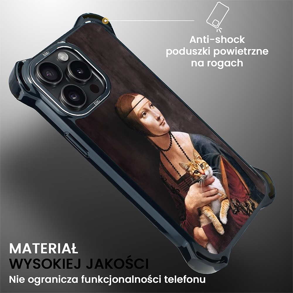 Etui do iPhone 14 Pro Max, Ibizu DropGuard Ultra z MagSafe, Leonardo Da Vinci, dama z kotem