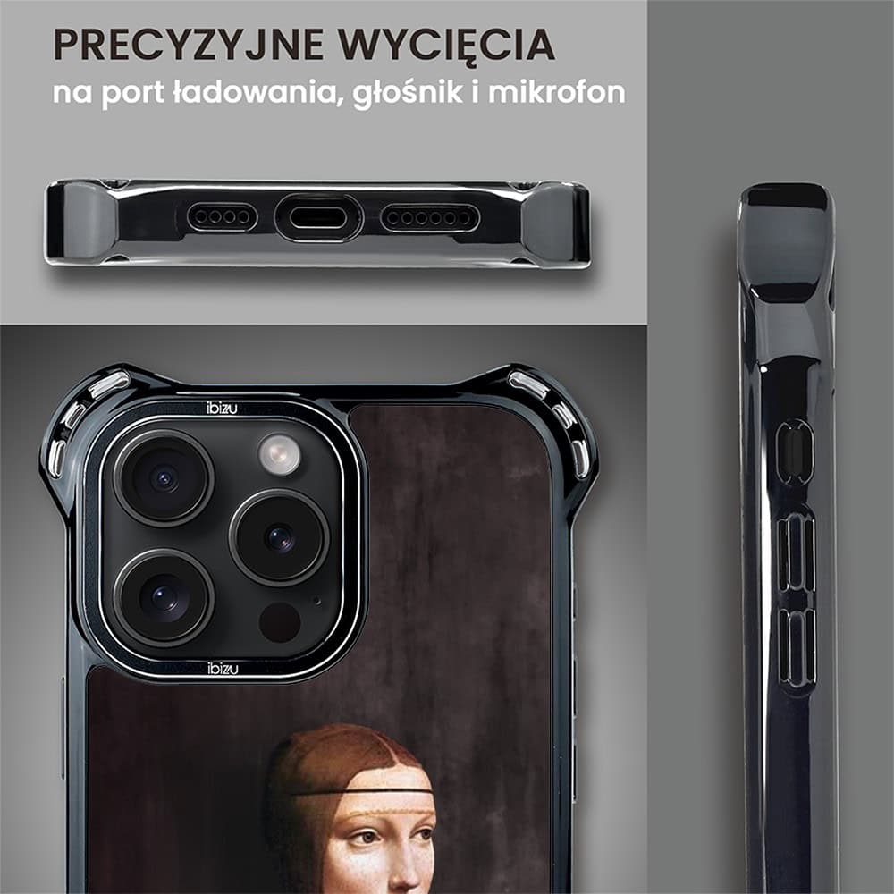 Etui do iPhone 14 Pro Max, Ibizu DropGuard Ultra z MagSafe, Leonardo Da Vinci, dama z kotem