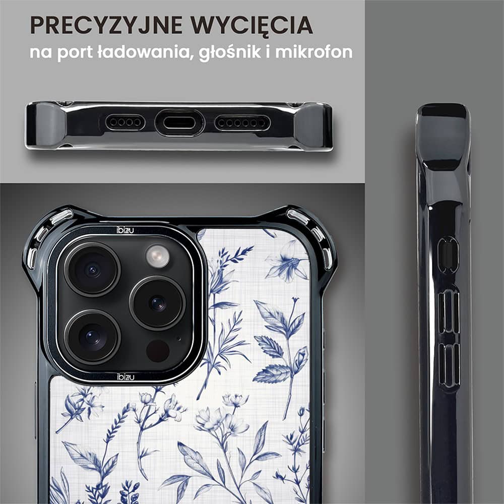 Etui do iPhone 14 Pro, Ibizu DropGuard Ultra z MagSafe, Pastel Bloom, Lazurowe szepty