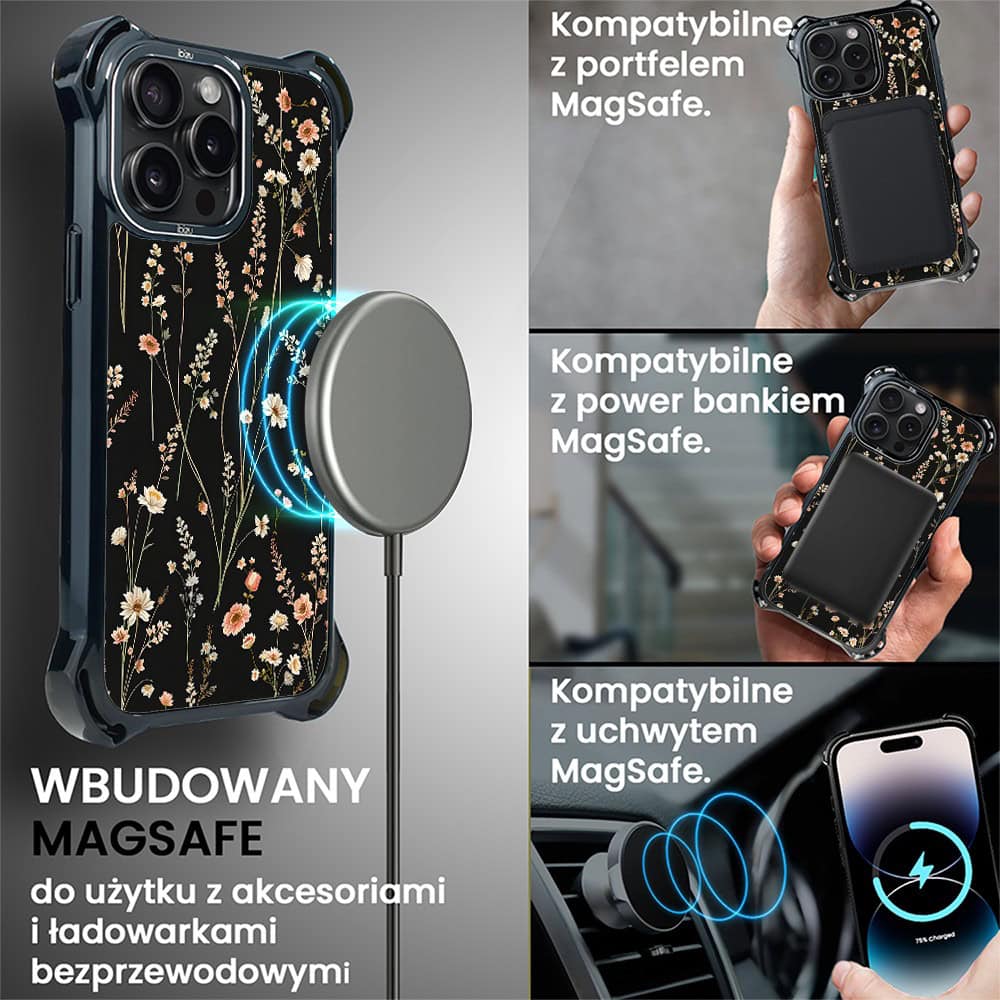 Etui do iPhone 14 Pro, Ibizu DropGuard Ultra z MagSafe, Pastel Bloom, Północny ogród