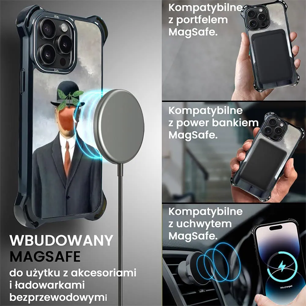 Etui do iPhone 14 Pro Max, Ibizu DropGuard Ultra z MagSafe, Rene Magritte, syn człowieczy