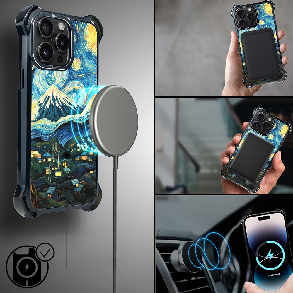 Etui do iPhone 14 Pro Max, Ibizu DropGuard Ultra z MagSafe, Van Gogh, gwieździsta noc