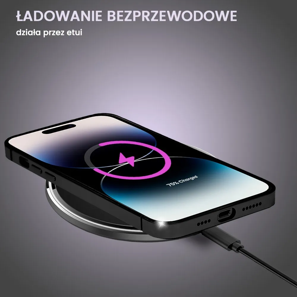 Etui do iPhone 14 Pro, Ibizu Elite Skin Cam Ring, krystalicznie czyste z metalową ramką, czarne z Magsafe