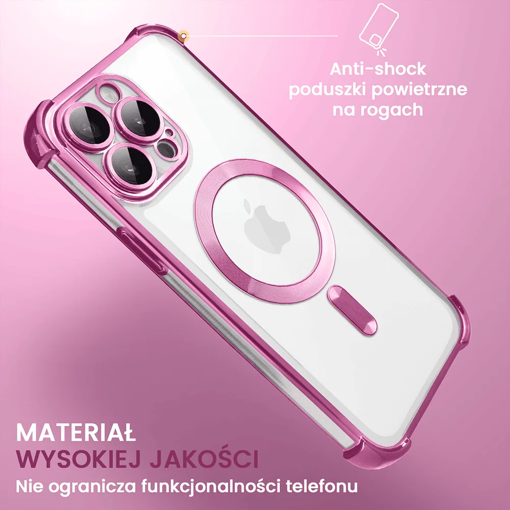 Etui do iPhone 14 Pro Max MagSafe Luxury Anti-Shock Lens Protect, różowe