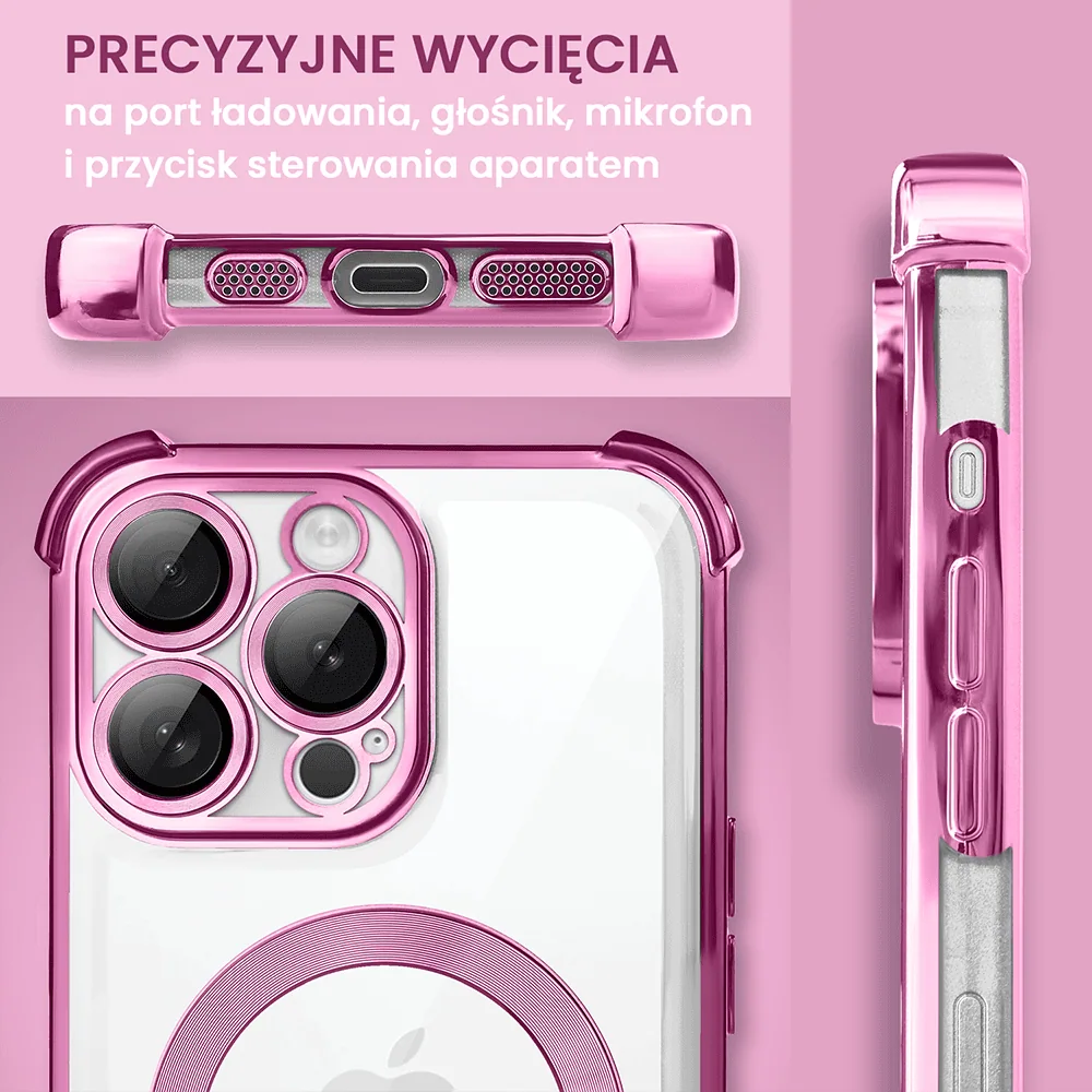 Etui do iPhone 14 Pro Max MagSafe Luxury Anti-Shock Lens Protect, różowe