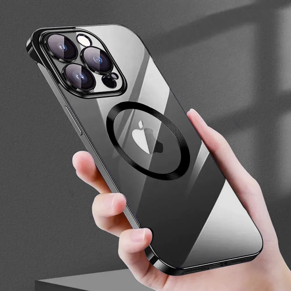 Etui do iPhone 14 Pro MagSafe Luxury Protect Lite przeźroczyste, hybrydowa ochrona kamery, czarne