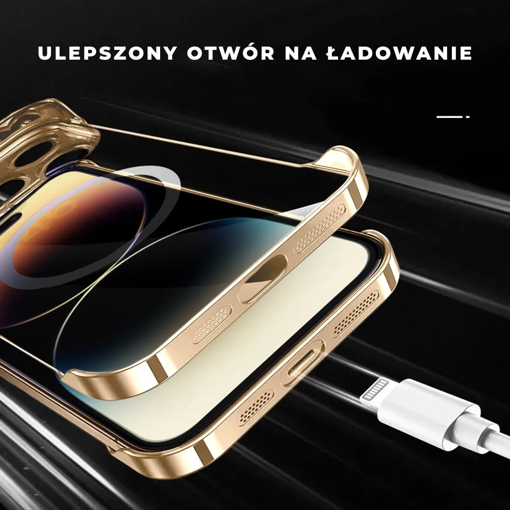 Etui do iPhone 14 Pro MagSafe Luxury Protect Lite przeźroczyste, hybrydowa ochrona kamery, złote