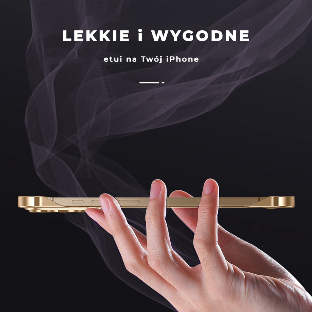 Etui do iPhone 14 Pro MagSafe Luxury Protect Lite przeźroczyste, hybrydowa ochrona kamery, złote