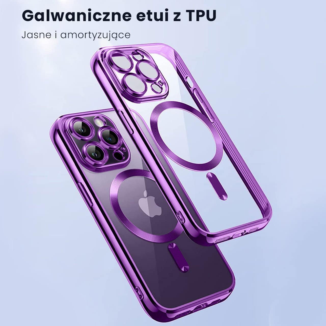 Etui do iPhone 14 Pro MagSafe Luxury Protect przeźroczyste, purpurowe (OUTLET)