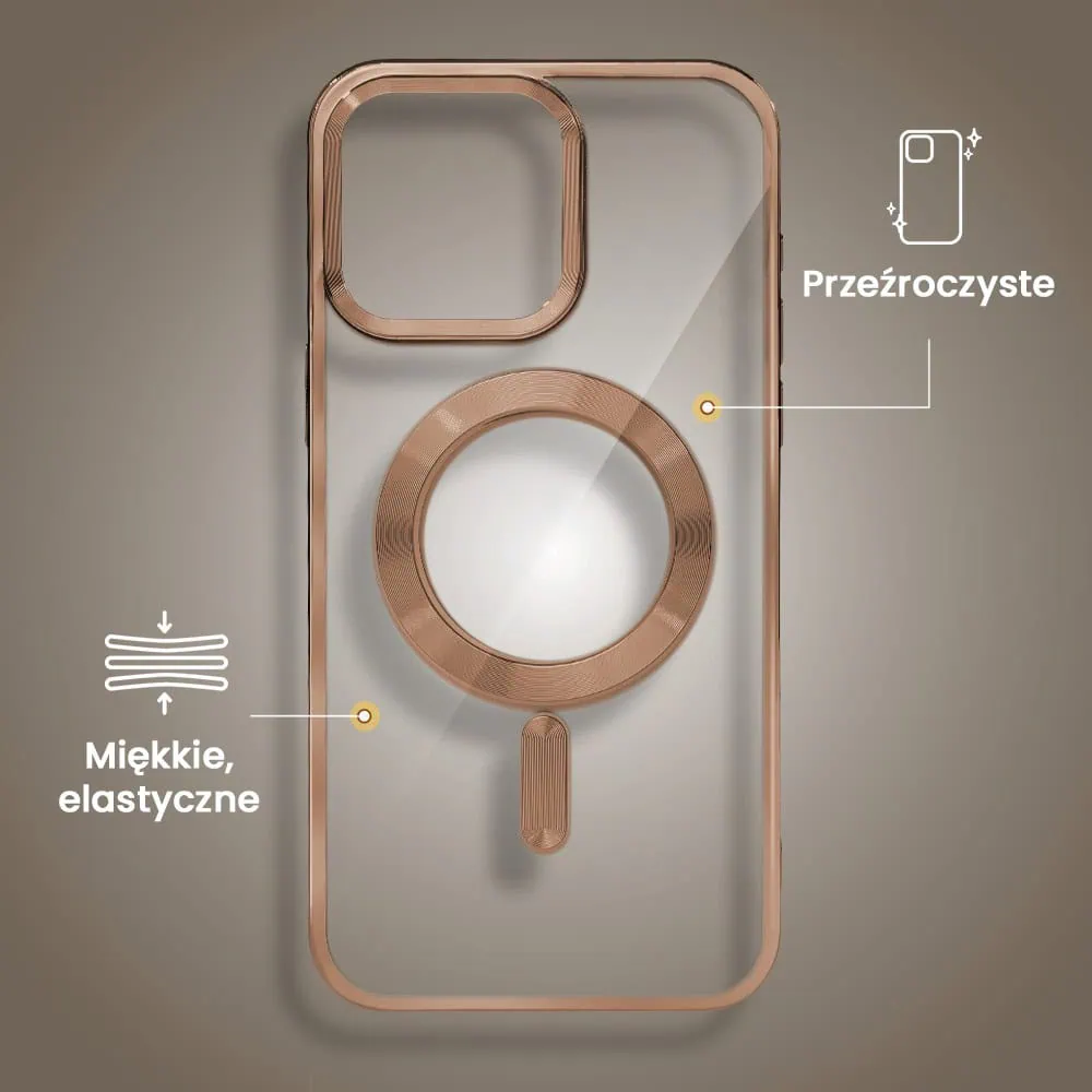 Etui do iPhone 14 Pro MagSafe Luxury, przeźroczyste, tytan pustynny