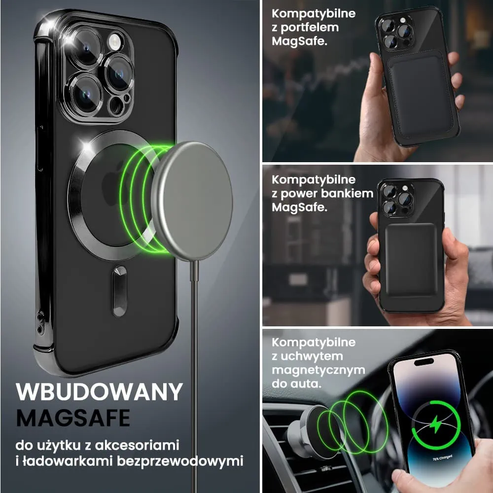 Etui do iPhone 14 Pro Max Magsafe Luxury Anti-Shock Protect, czarne (OUTLET)