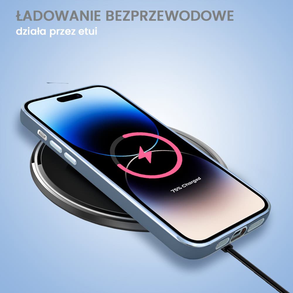 Etui do iPhone 14 Pro Magsafe Silver Elegance, z osłoną aparatu, delikatnie niebieskie