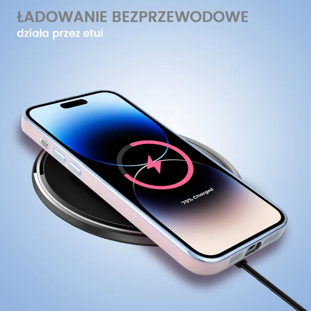 Etui do iPhone 14 Pro Magsafe Silver Elegance, z osłoną aparatu, delikatnie różowe
