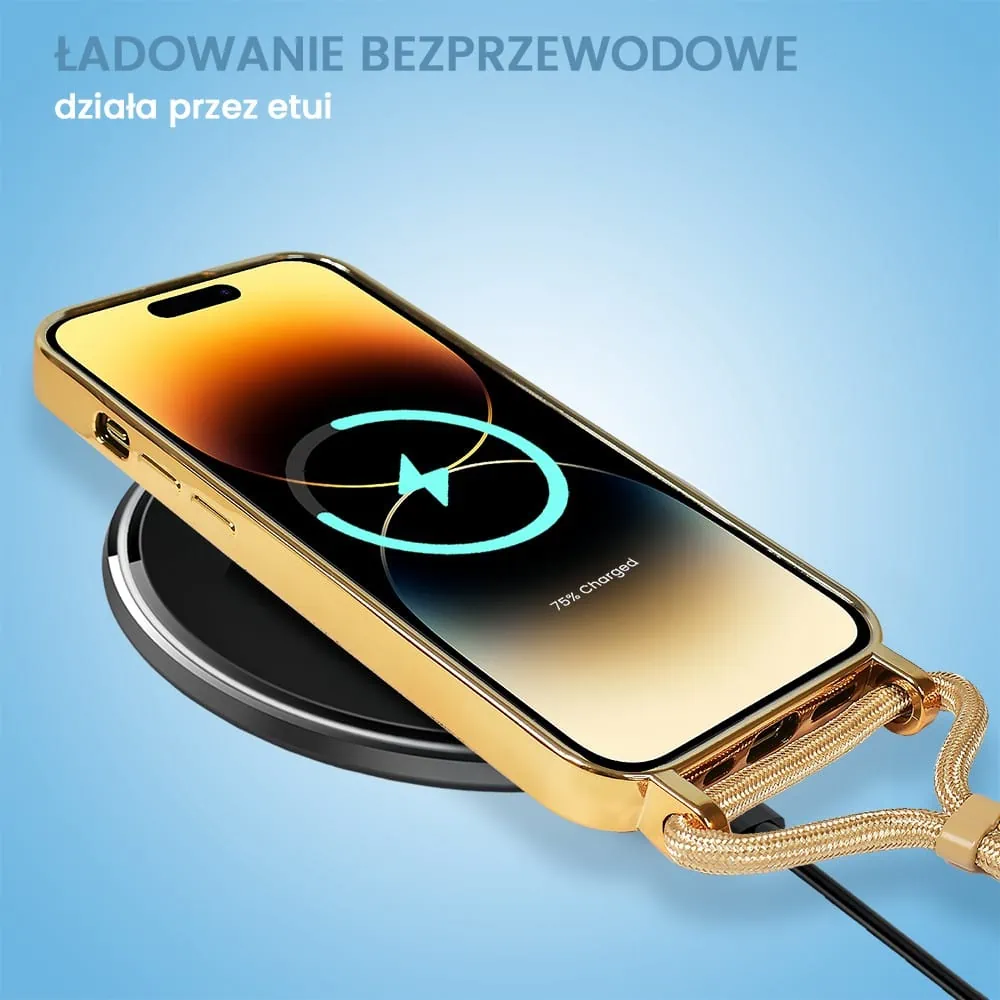 Etui do iPhone 14 Pro Magsafe Slim Crossbody, jak torebka, złote (OUTLET)
