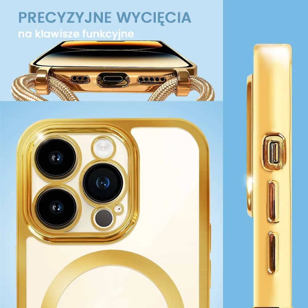 Etui do iPhone 14 Pro Magsafe Slim Crossbody, jak torebka, złote (OUTLET)