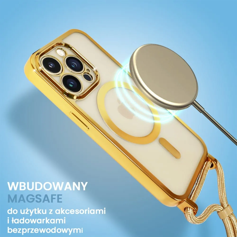 Etui do iPhone 14 Pro Magsafe Slim Crossbody, jak torebka, złote (OUTLET)
