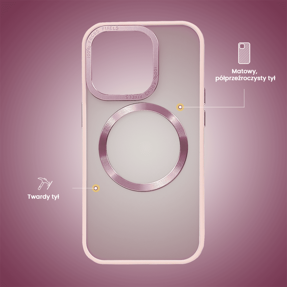 Etui do iPhone 14 Pro Elegant Mix z MagSafe, twardy matowy tył, różowe